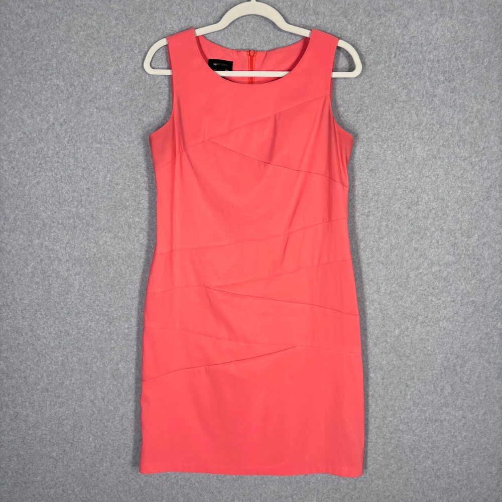 AB Studio Bandage Dress 8 Coral Orange Asymmetrical Layered Bodycon Stretch